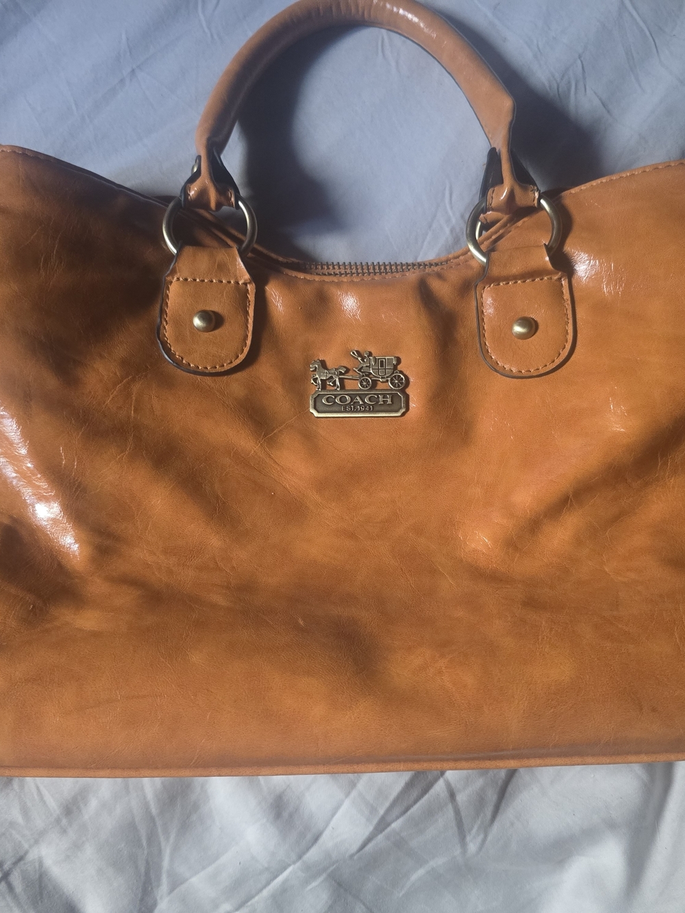 COACH Tan Leather Tote Bag - Classic Coach Logo